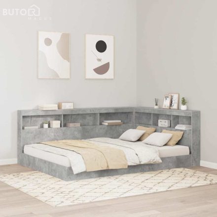 vidaXL Tároló fejtámla polcokkal tárolóval Beton szürke 150 cm Faanyag
