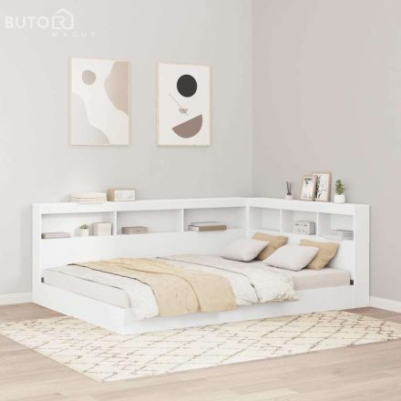 vidaXL Tároló fejtámla polcokkal fejtámlával Fehér 160 cm Faanyag
