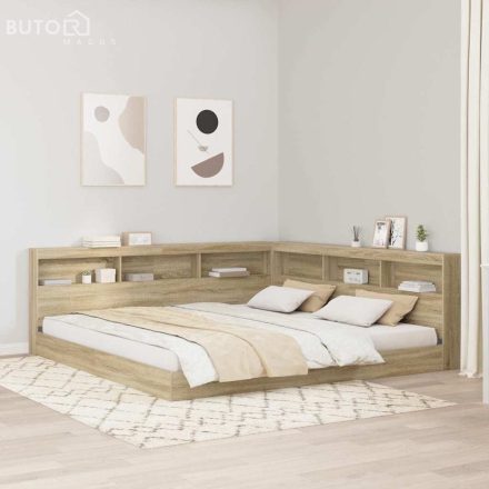 vidaXL Tároló fejtámla polcokkal tárolóval sonoma tölgy 180 cm Faanyag