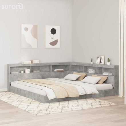 vidaXL Tároló fejtámla polcokkal tárolóval Beton szürke 180 cm Faanyag