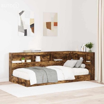 vidaXL Tároló fejtámla polcokkal tárolóval Füstölt tölgy 90 cm Faanyag