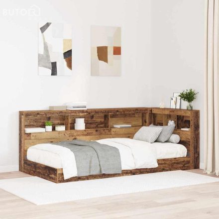 vidaXL Tároló fejtámla polcokkal fejtámlával Régi fa 90 cm Faanyag