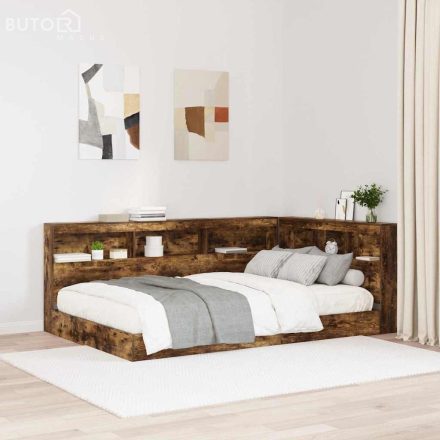 vidaXL Tároló fejtámla polcokkal fejtámlával tárolóval Füstölt tölgy 120 cm Faanyag