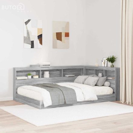 vidaXL Tároló fejtámla polcokkal fejtámlával tárolóval Szürke sonoma 120 cm Faanyag