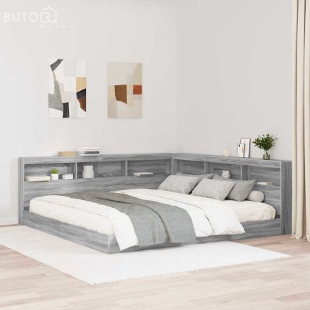 vidaXL Szürke Sonoma Könyvespolc Ágy 200 x 200 cm Mérnöki Fa
