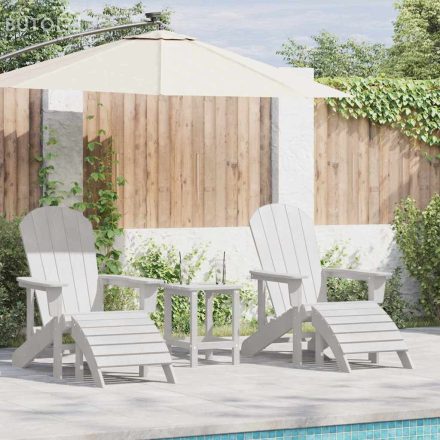 vidaXL Adirondack szék lábtartóval, 2 db fehér HDPE