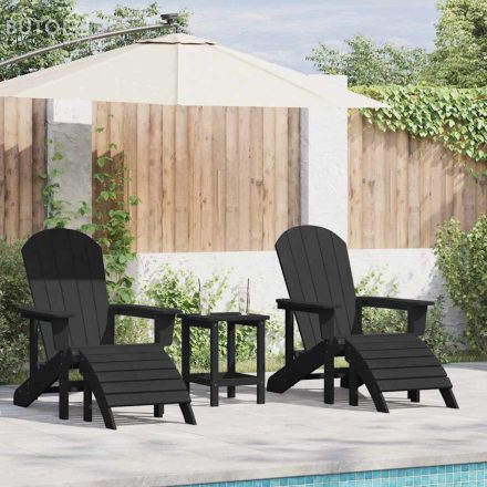 vidaXL Kerti pihenő bútor 3 pcs Fekete 38 x 38 x 46cm Műanyag