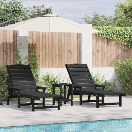 vidaXL Kerti pihenő bútor 2 pcs Fekete 53 x 195.5 x 30 cm Polietilén