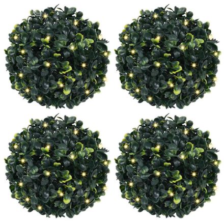 vidaXL 4 db zöld mesterséges boxwood gömbök LED fényekkel 12 cm