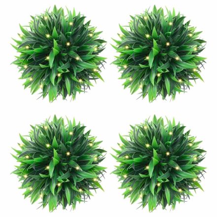 vidaXL 4 db zöld mesterséges boxwood gömbök LED fényekkel 15 cm