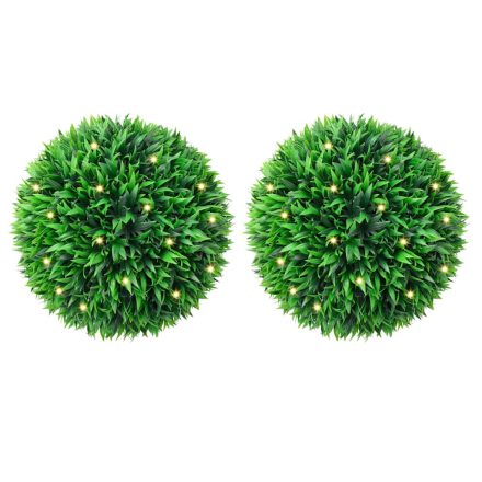 vidaXL 2 db zöld mesterséges boxwood gömbök LED fényekkel 47 cm
