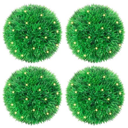 vidaXL 4 db zöld mesterséges boxwood gömbök LED fényekkel 12 cm