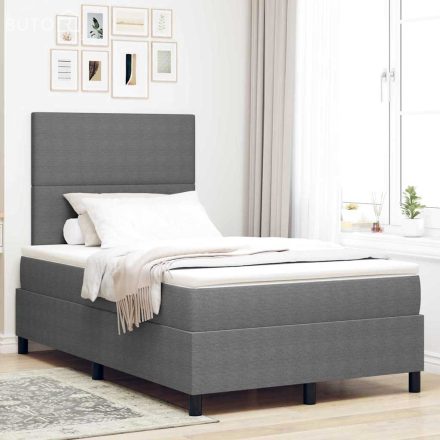 vidaXL Boxrugós ágy Kézi Világosszürke, Fehér 203 x 120 x 128 cm