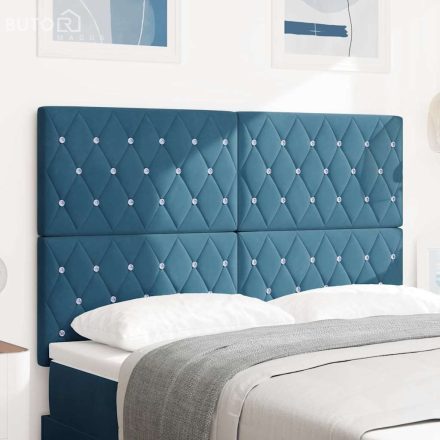 vidaXL Vászon fejvég Argyle fejtámlával Sötét kék 144 cm Bársony