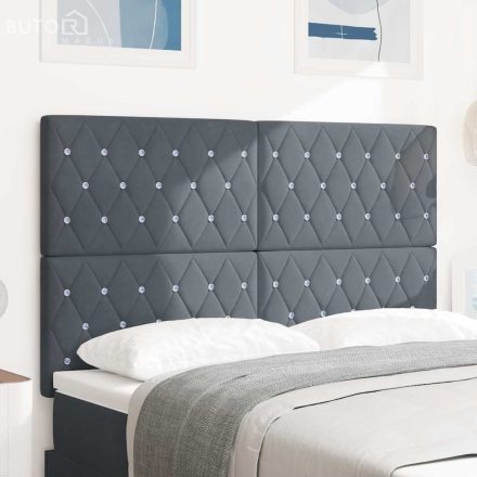vidaXL LED ágytámla LED -es lámpákkal Argyle Sötétszürke 80 cm Bársony