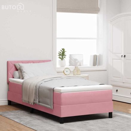 vidaXL Boxspring Ágy Matracokkal Rózsaszín 90x200 cm Bársony