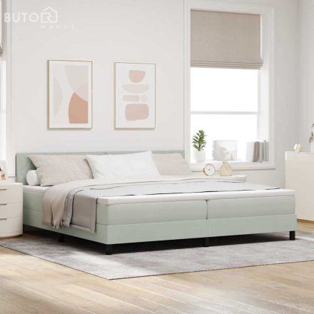 vidaXL Rugós ágy matraccal matracmal Világosszürke 200 x 200 cm szövet