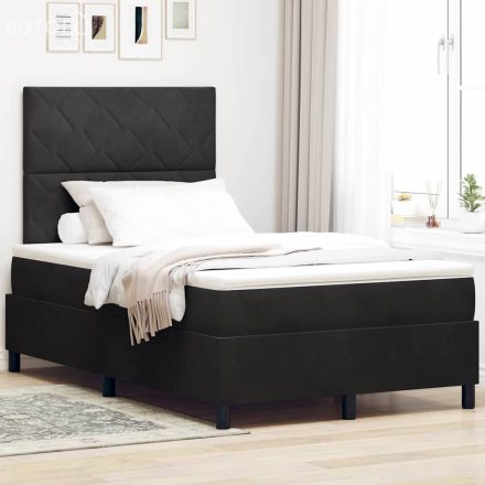 vidaXL Boxrugós ágy matracmal fejtámlával Fekete 120 x 200 cm Bársony