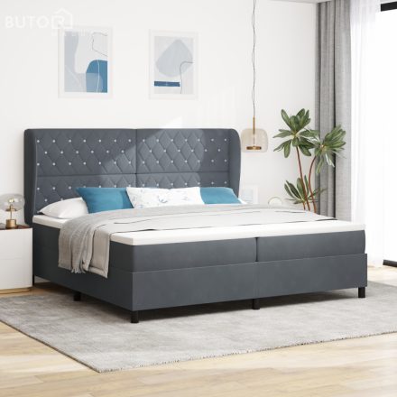 vidaXL Box Spring Ágy Matraccal, Sötétszürke, 200x200 cm, Bársony