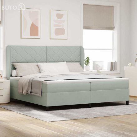 vidaXL Boxrugós ágy matracmal Világosszürke 200 x 200 cm Bársony
