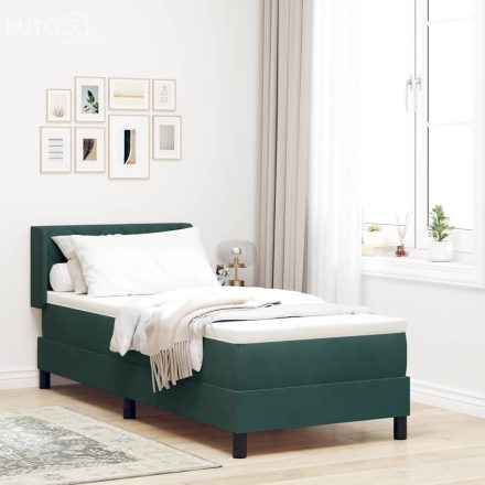 vidaXL Box Spring ágy matraccal fekete 100x200 cm bársonyos Sötétzöld