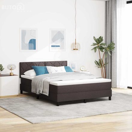 vidaXL Fiókos Ágy matraccal & LED világítás Sötétszürke 140x200 cm Szövet