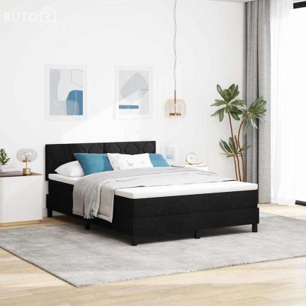 vidaXL Boxrugós ágy matracmal fejtámlával Fekete 160 x 200 cm szövet