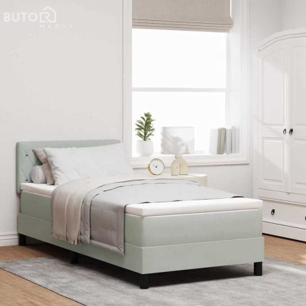 vidaXL Boxrugós ágy matracmal Világosszürke 100 x 200 cm Bársony