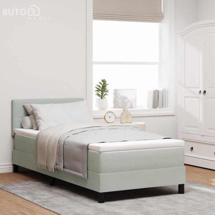 vidaXL Boxrugós ágy matracmal Világosszürke 100 x 200 cm Bársony