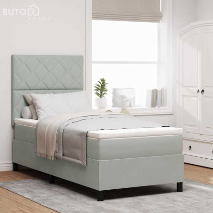 vidaXL Boxrugós ágy matracmal Világosszürke 90 x 190 cm Bársony