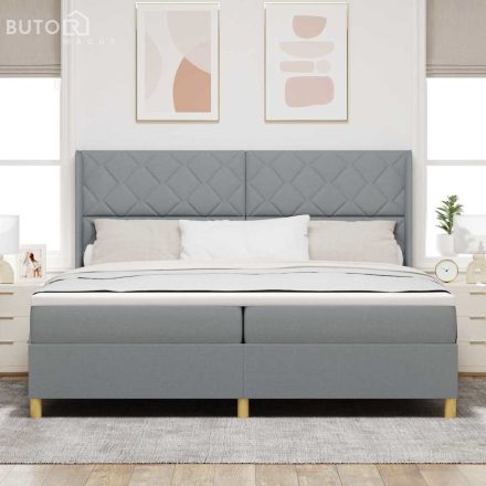 vidaXL Boxspring Ágy Matrac és LED Fény Szürke 200x200 cm Szövet