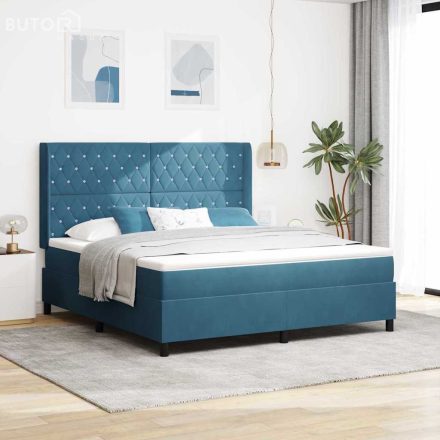 vidaXL LED Box Rugós Ágy Mattresszel Argyle Kék 180 x 200 cm Bársony