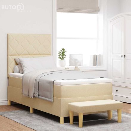 vidaXL Boxrugós ágy matracmal fejtámlával Krém 100 x 200 cm szövet