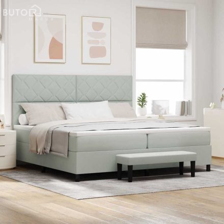 vidaXL Boxrugós ágy matracmal Világosszürke 200 x 200 cm Bársony