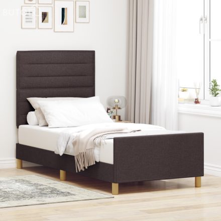 vidaXL Ágykeret Sötétbarna 90x190 cm-textil