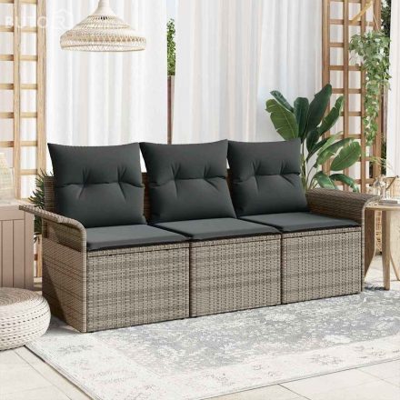 vidaXL Kerti Kanapé Szett 3 pcs Szürke 196 x 62 x 85cm polirattan