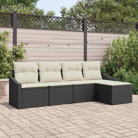 vidaXL Kerti Kanapé Szett 5 pcs Fekete Poli rattan