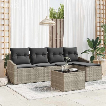 vidaXL Kerti Kanapé Szett 6 pcs Világosszürke Poli rattan