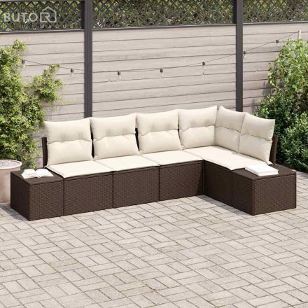 vidaXL Kerti Kanapé Szett 5 pcs Barna Poli rattan
