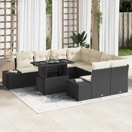 vidaXL Kerti Kanapé Szett 9 pcs Fekete és krémszínű 100 x 55 x 73 cm