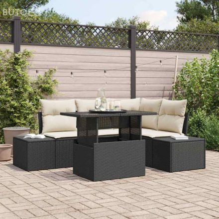 vidaXL Kerti Kanapé Szett 5 pcs Fekete és krémszínű 100 x 55 x 73 cm