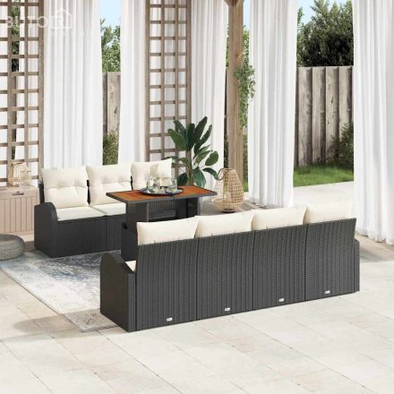 vidaXL Kerti Kanapé Szett 8 pcs Fekete és krémszínű 100 x 55 x 73 cm
