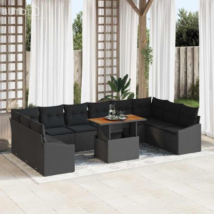 vidaXL Kert étkező szett 11 pcs Fekete, barna 100 x 55 x 73 cm