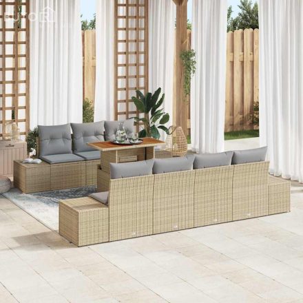 vidaXL Kert étkező szett párnával 8 pcs Beige, Szürke 100 x 55 x 73 cm