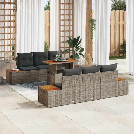 vidaXL Kert étkező szett párnával 7 pcs Szürke, Barna 100 x 55 x 73 cm
