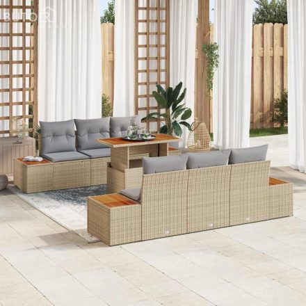 vidaXL Kert étkező szett párnával 7 pcs Beige, Szürke 100 x 55 x 73 cm