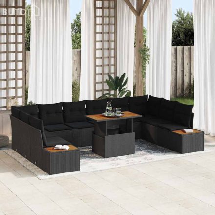 vidaXL Kert étkező szett 11 pcs Fekete, barna 100 x 55 x 73 cm