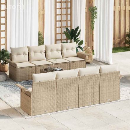 vidaXL Kerti Kanapé Szett párnával 9 pcs Beige, Krém 55 x 55 x 37 cm