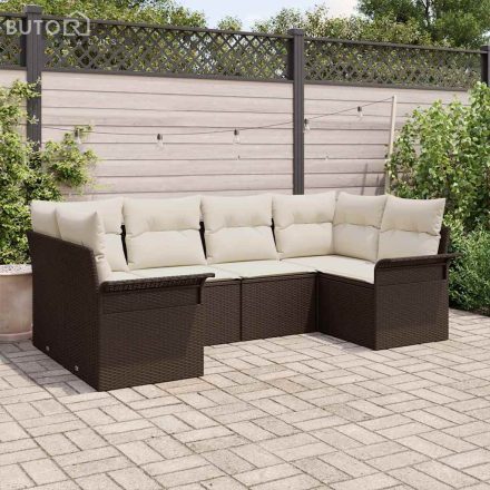 vidaXL Kerti Kanapé Szett párnával tárolóval 6 pcs Barna Poli rattan