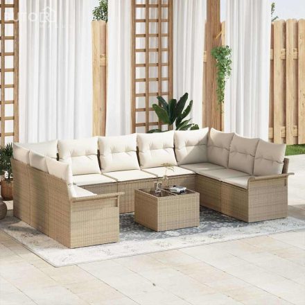 vidaXL Kerti Kanapé Szett párnával tárolóval 10 pcs Barna Poli rattan